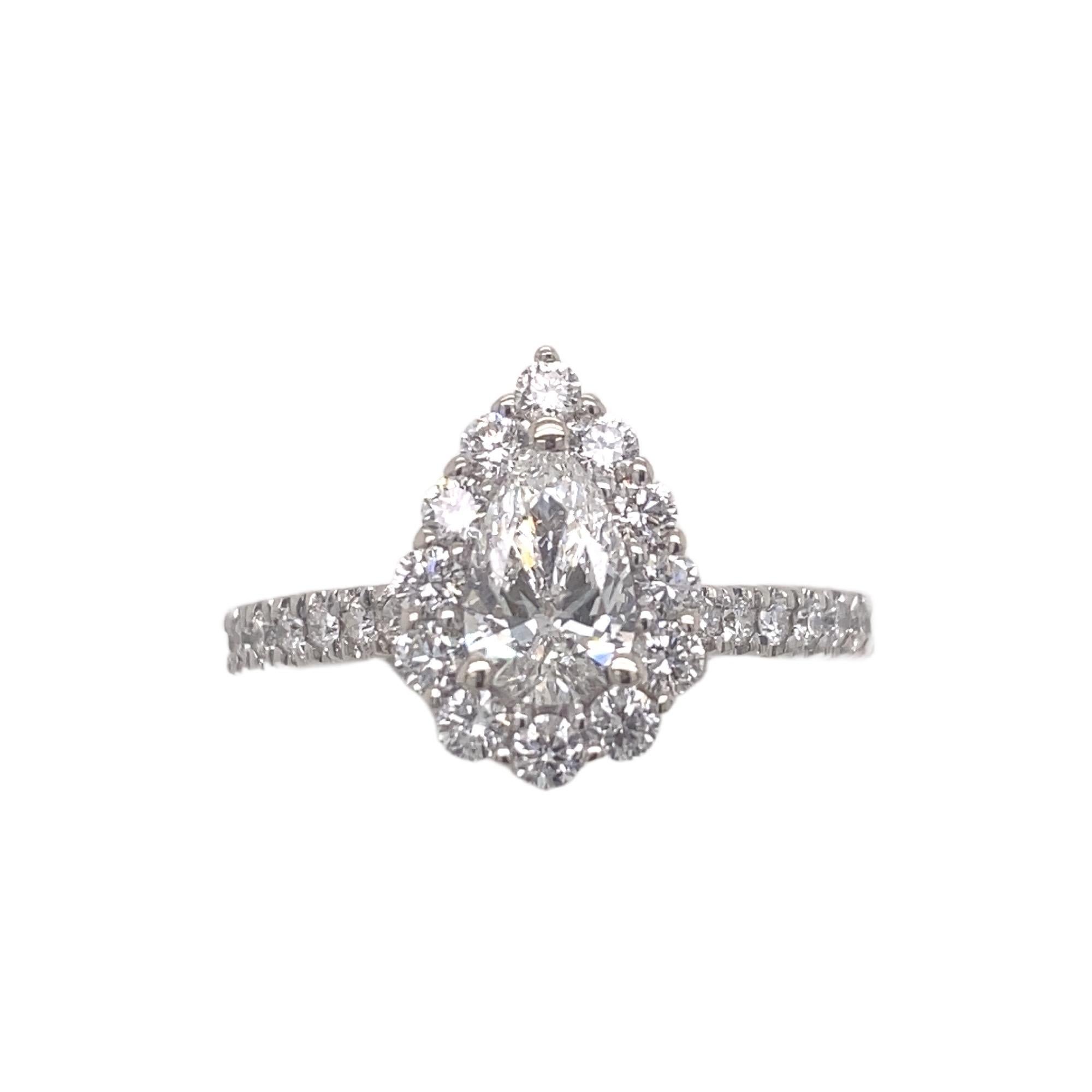 Pear Cut Love's Destiny by Zale's 1 Ctw Pear Shape Diamond 14kt Frame Engagement Ring For Sale