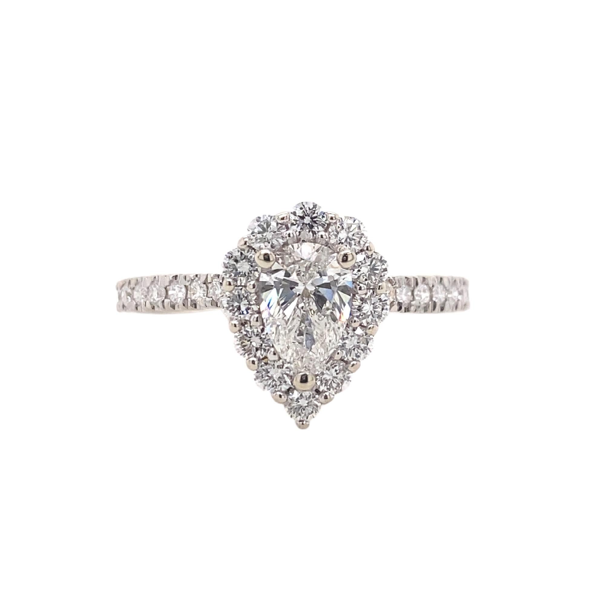 Bague de fiançailles à cadre de 14 carats avec diamant en forme de poire 1 carat Love's Destiny de Zale's en vente 4