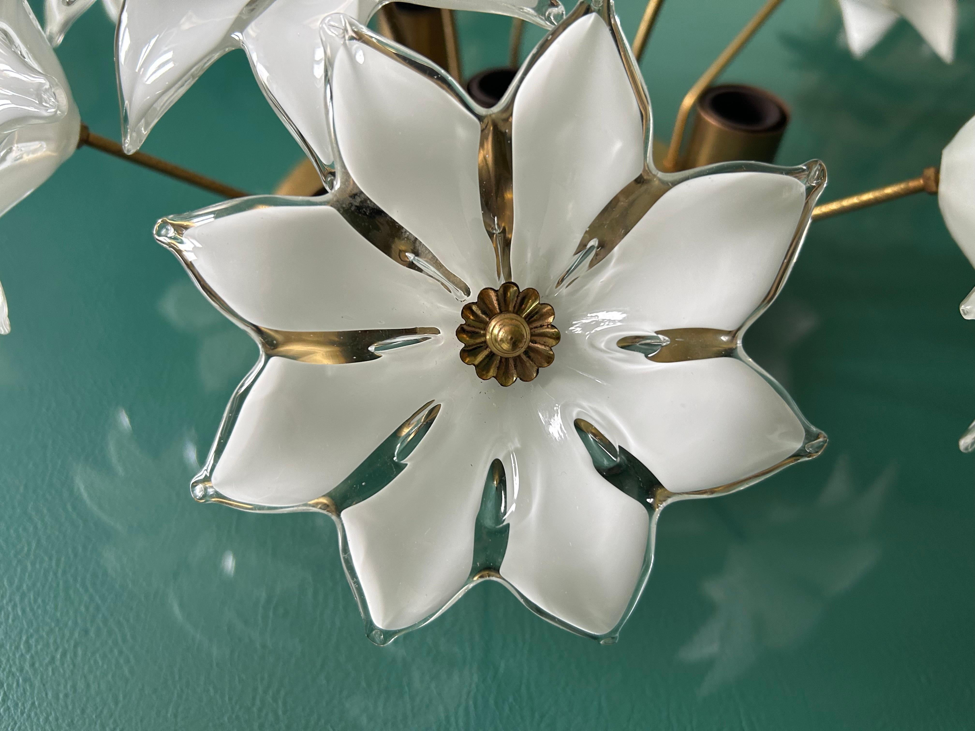 Hand-Crafted Loves Me Loves Me Not, Lovely and Romantic Murano Ceiling Light, 1970's For Sale