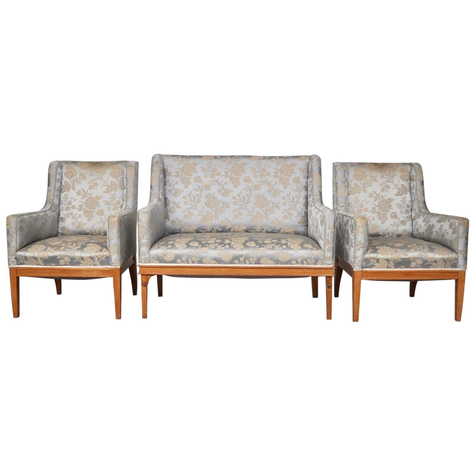 Lovesats and Armchairs in Ash Wood, Austria 1930s For Sale
