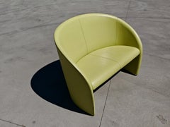 Loveseat "Intervista" by Poltrona Frau in Lime Green Leather, Italy 1989