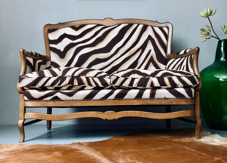 Loveseat with Ralph Lauren Zebra Print For Sale at 1stDibs