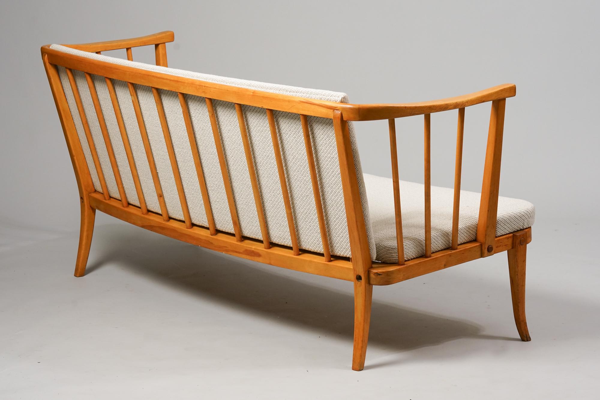 Loveseat Sofa, Werner West, Keravan Puusepät Oy, 1940er Jahre (Stoff) im Angebot