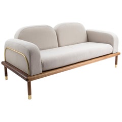 Loveseat Sofa Wit Base in Solid Wood, Details in Metal Designed by Laura Noriega