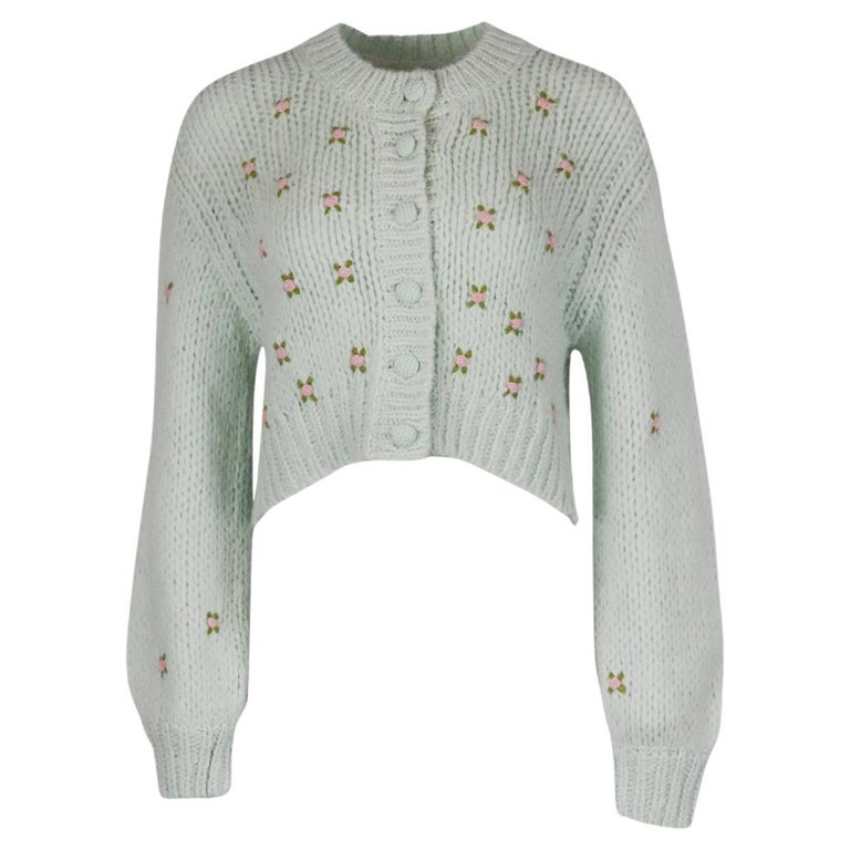Loveshackfancy Cropped Embroidered Alpaca Blend Cardigan Small For Sale ...