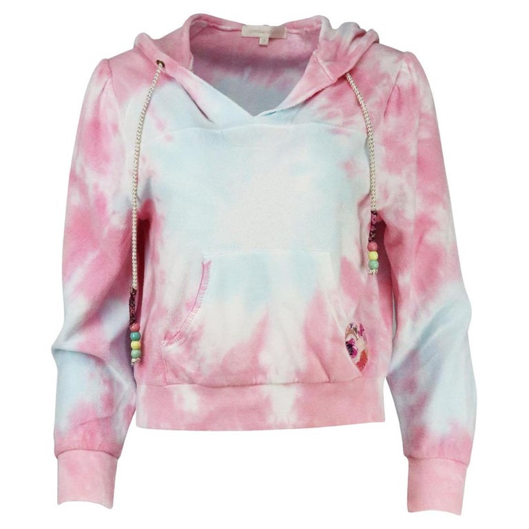 Loveshackfancy Kirby Tie Dyed Cotton Terry Hoodie Small For Sale at 1stDibs