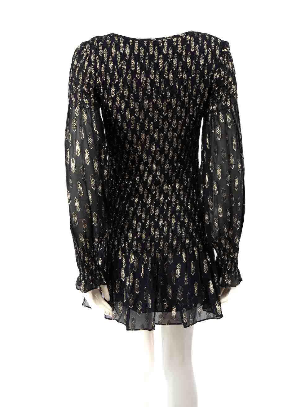 LoveShackFancy Navy Metallic Jacquard Mini Dress Size S In Excellent Condition For Sale In London, GB