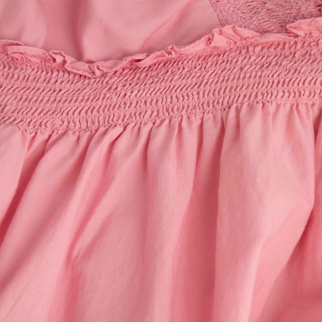Beige LoveShackFancy Pink Plunge Neck Ruffle Dress Size S For Sale