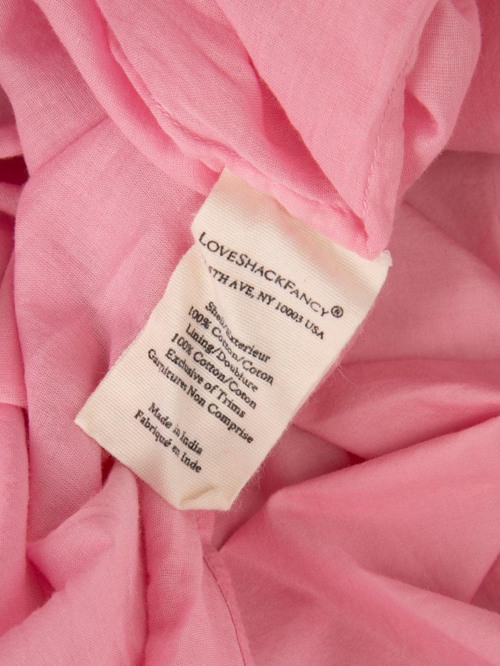 Women's LoveShackFancy Pink Plunge Neck Ruffle Dress Size S For Sale