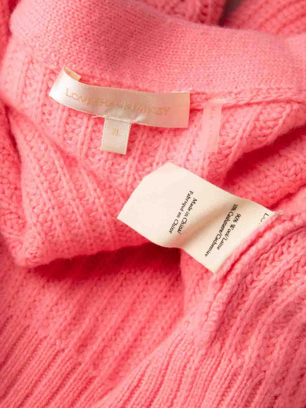 Women's LoveShackFancy Pink Wool Knitted Cardigan Size XL For Sale