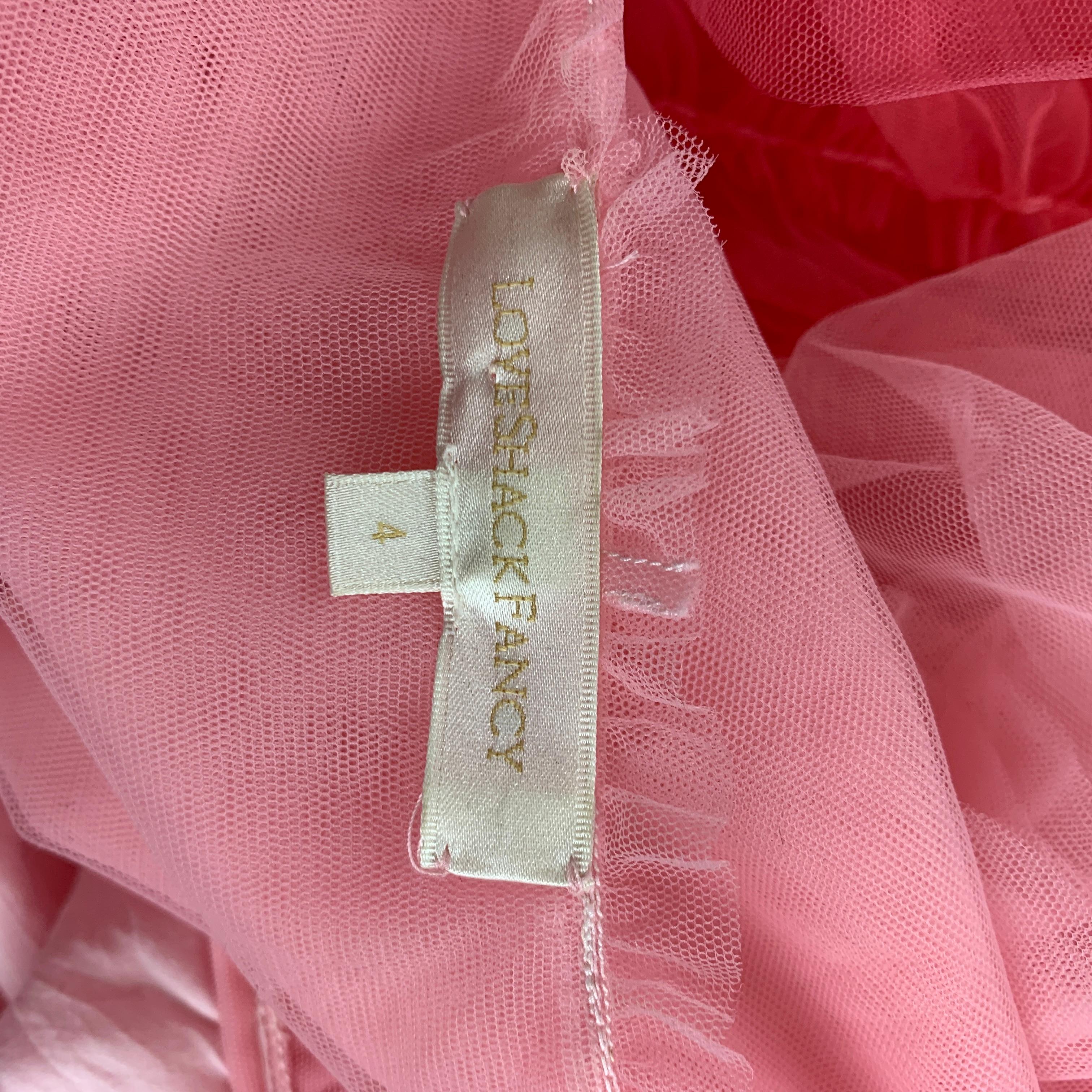LOVESHACKFANCY Size 4 Pink Nylon Ombre Ruffled Long Dress In Good Condition In San Francisco, CA