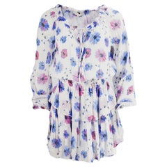 Loveshackfancy Tiered Floral Print Chiffon Mini Dress Small