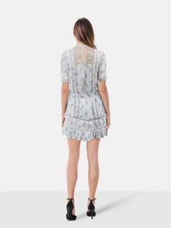 LoveShackFancy White & Blue Floral Lace Trim Dress Size XS