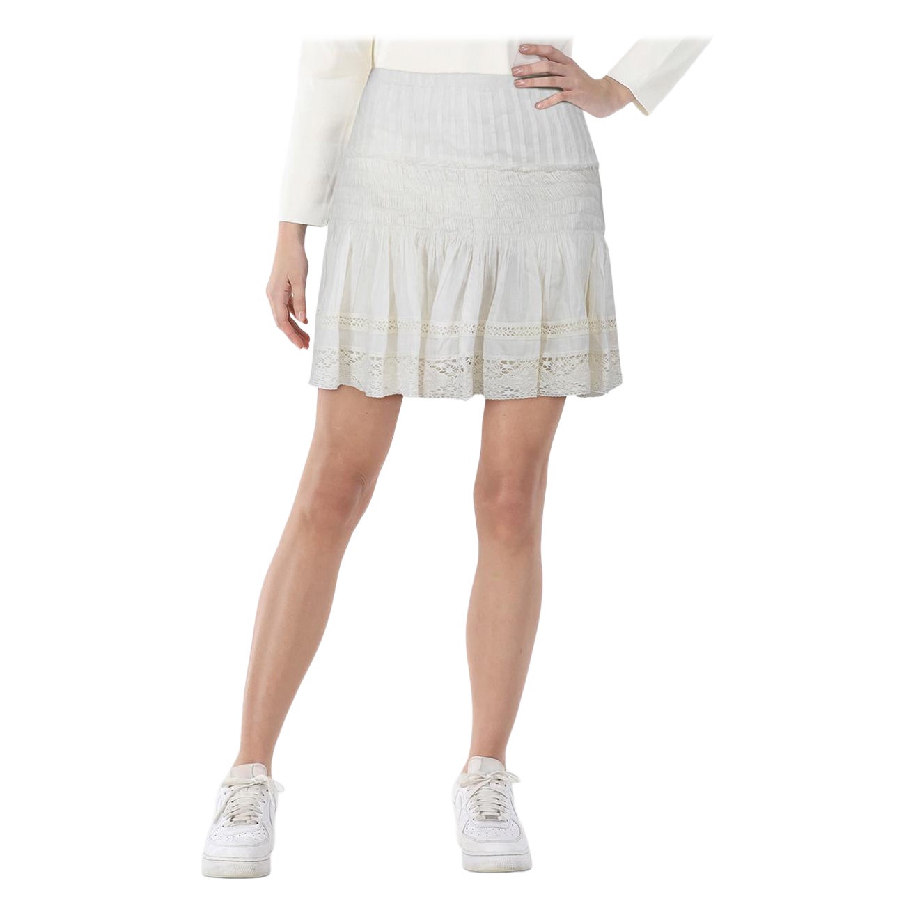 LoveShackFancy White Flared Mini Skirt Size L