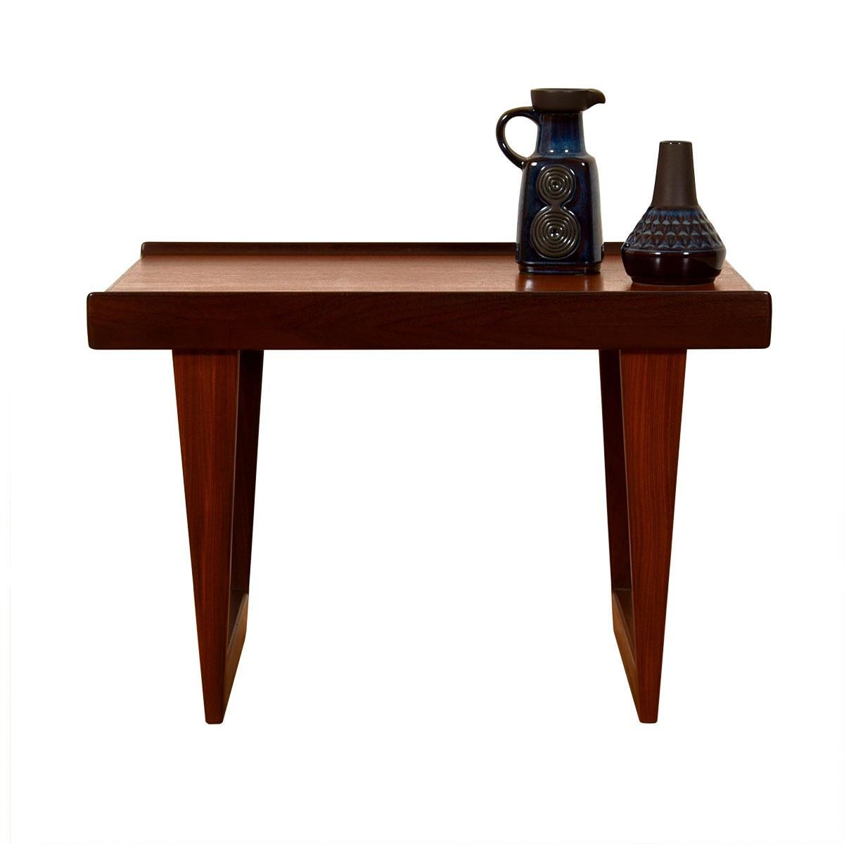 20th Century Lovig Danish Teak Sleigh Leg Mini-Coffee /Accent Table For Sale