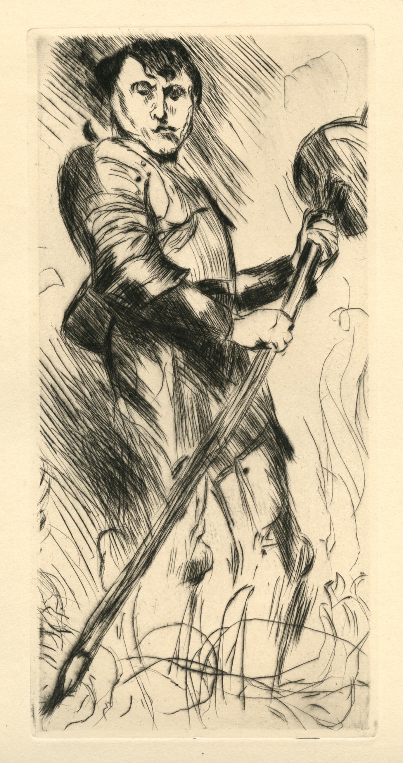 "Der Heilige Georg" original etching - Print by Lovis Corinth