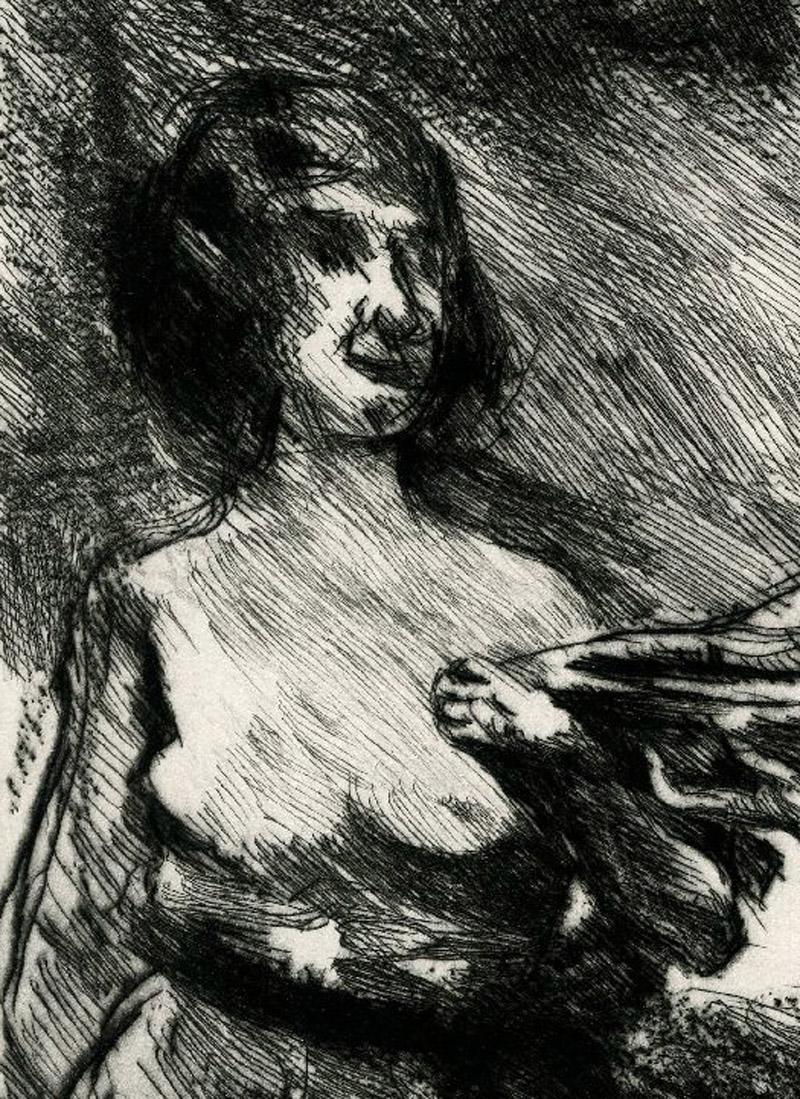 Drei Grazien (Three Graces) - Gray Nude Print by Lovis Corinth