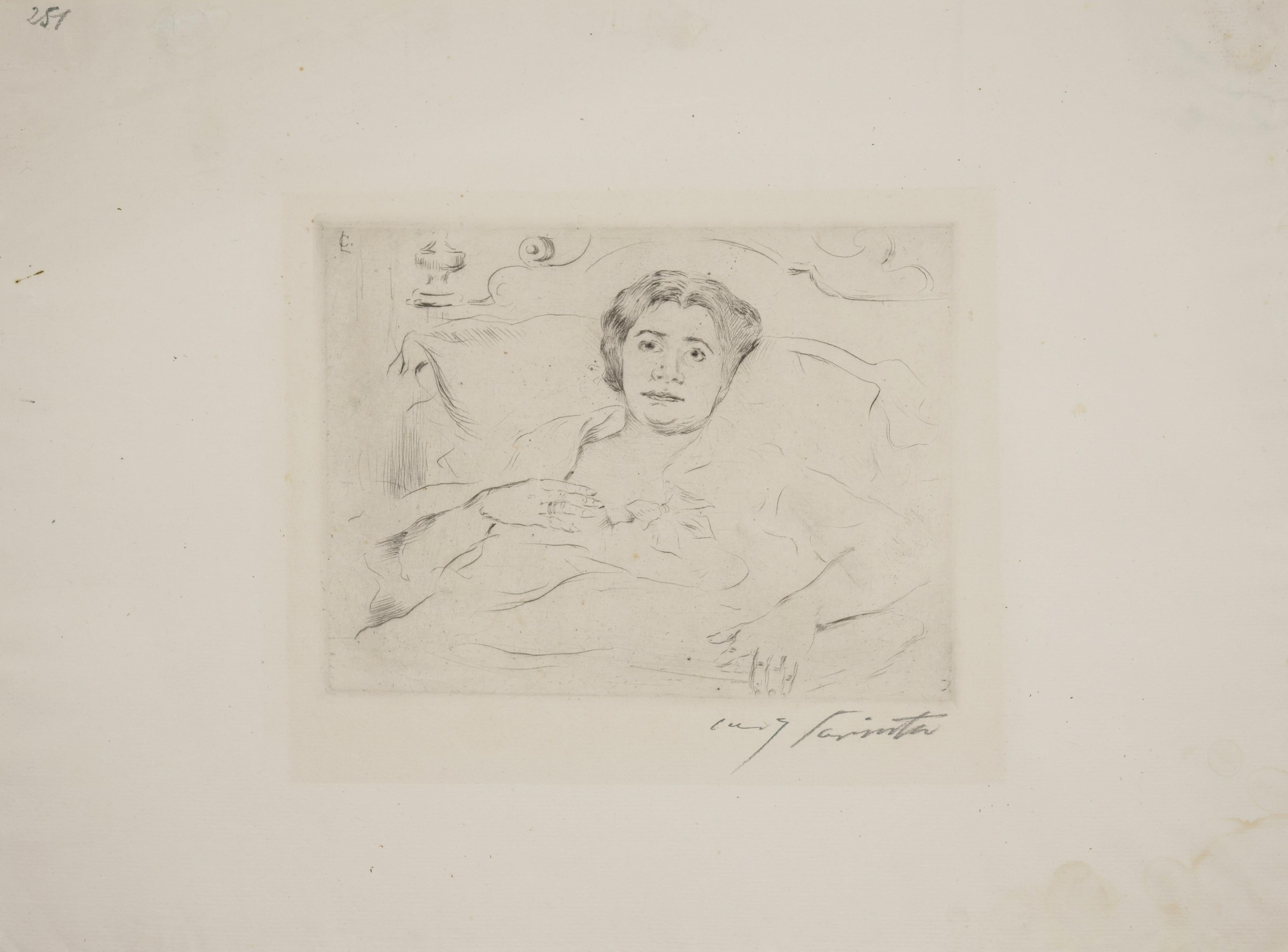 In bed / - Reverie - - Impressionist Print by Lovis Corinth