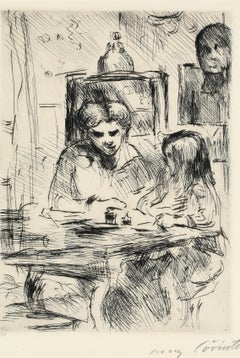 Lovis Corinth "Schoolwork, 1918", Hand signed etching, German Impressionism