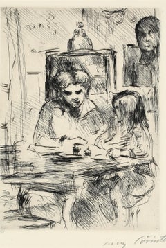 Lovis Corinth "Schoolwork, 1918", Hand signed etching, German Impressionism 