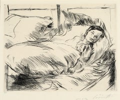 Lovis Corinth "The Sick Child, 1918"  Hand signed etching, German Impressionist