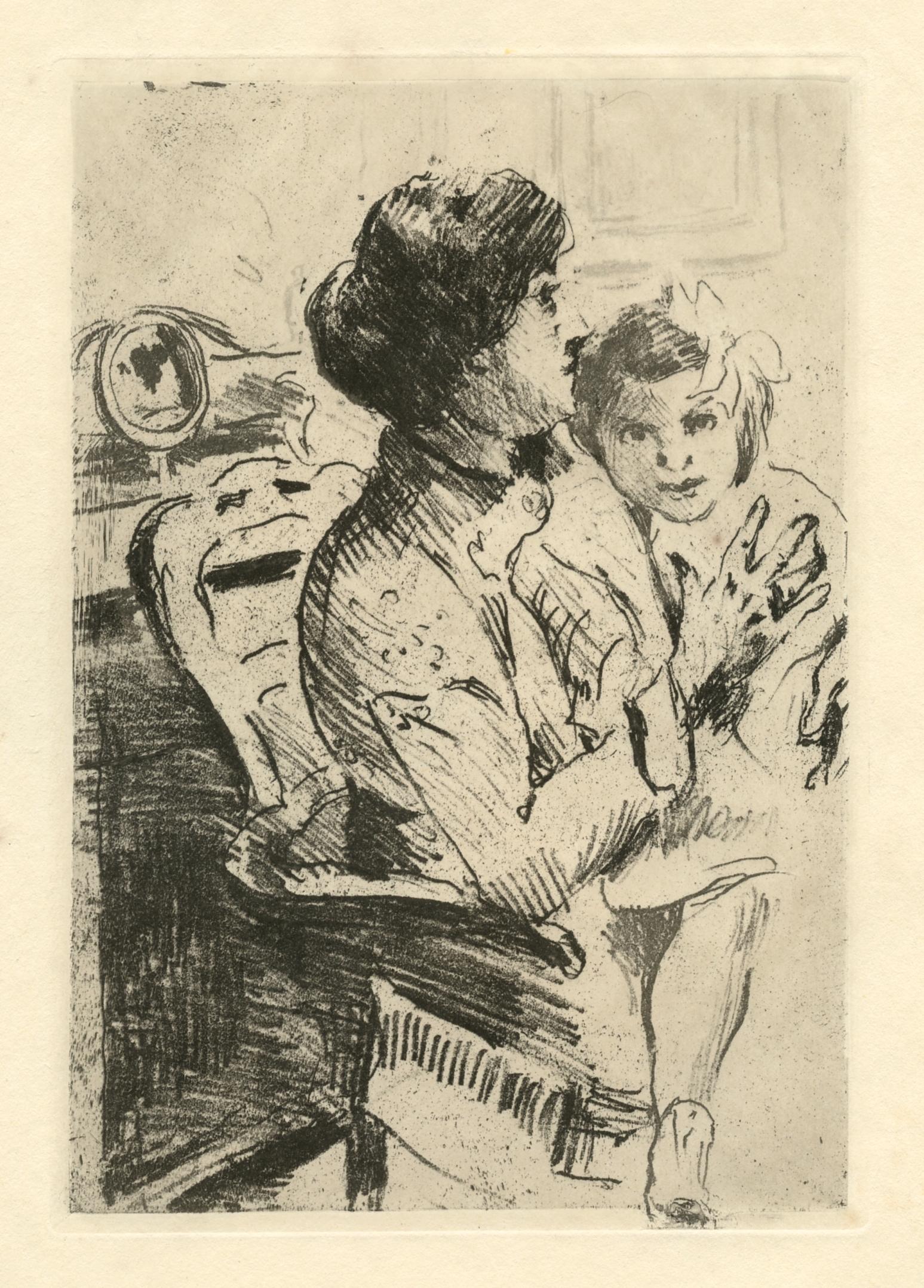 "Mutter und Kind" eau-forte originale - Print de Lovis Corinth