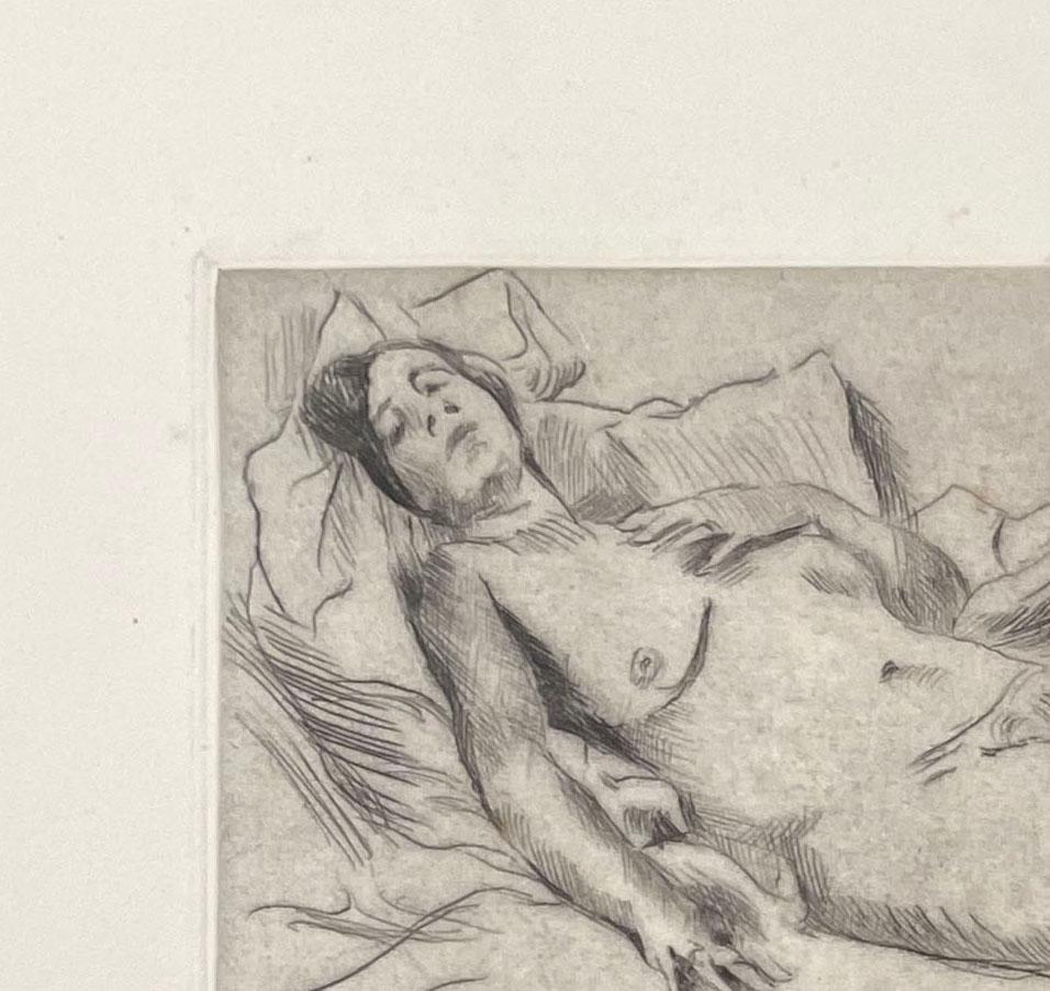 Schlafende (ärmelnde nackte Frau) (Expressionismus), Print, von Lovis Corinth