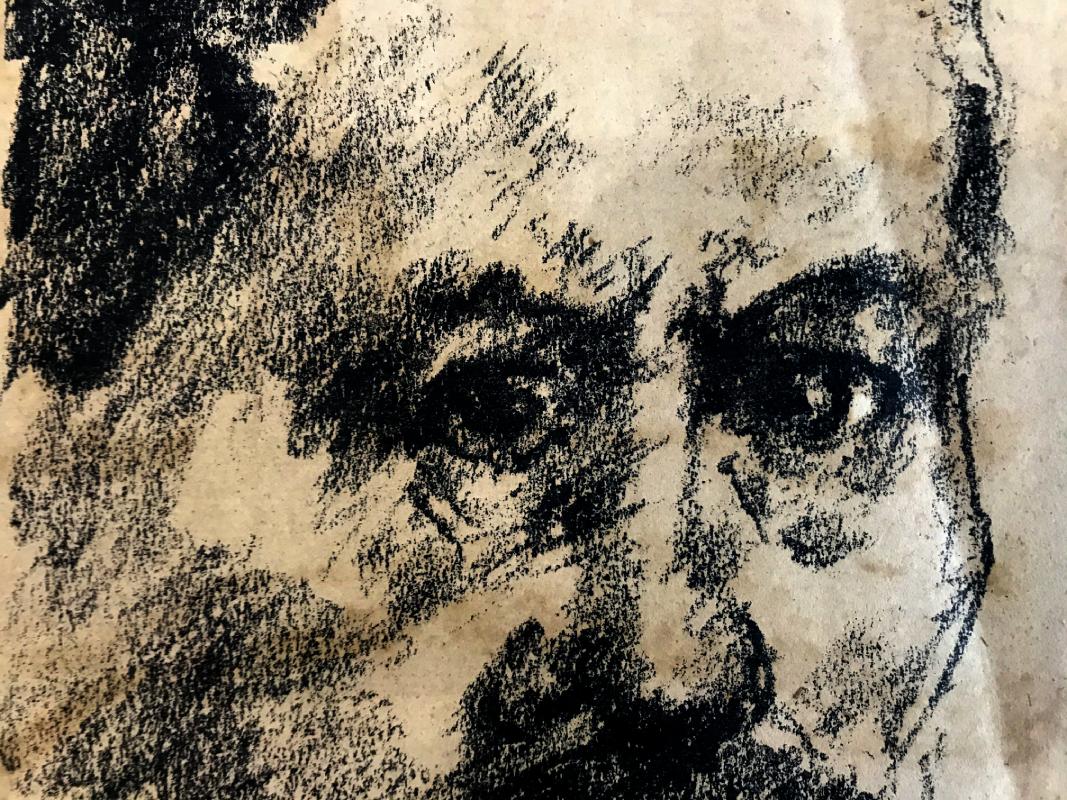 Selbstporträt  Selbstbildnis, 1920 (Braun), Portrait Print, von Lovis Corinth