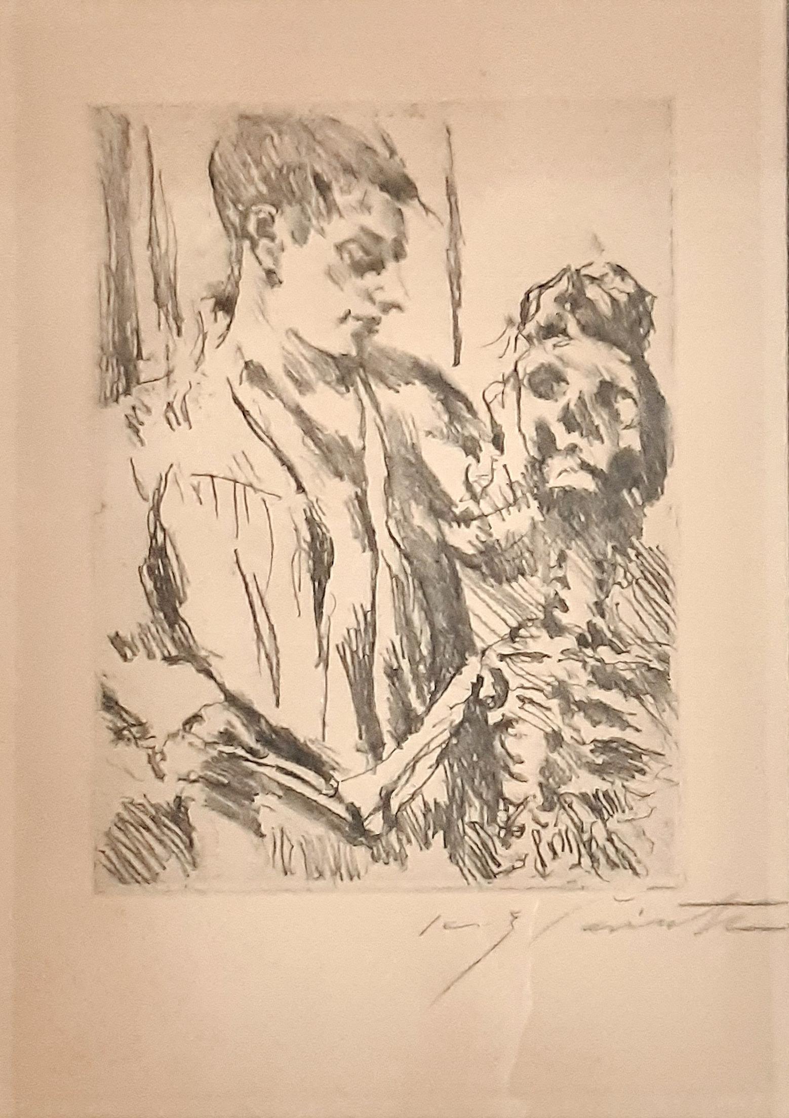 Lovis Corinth Figurative Print - Tod und Jungling - Lithograph by L. Corinth - 1921