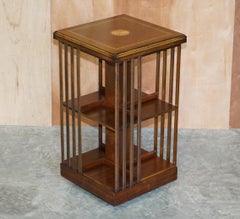 Lovley Sheraton Revival Hardwood & Satinwood Revolving Bookcase Side End Table