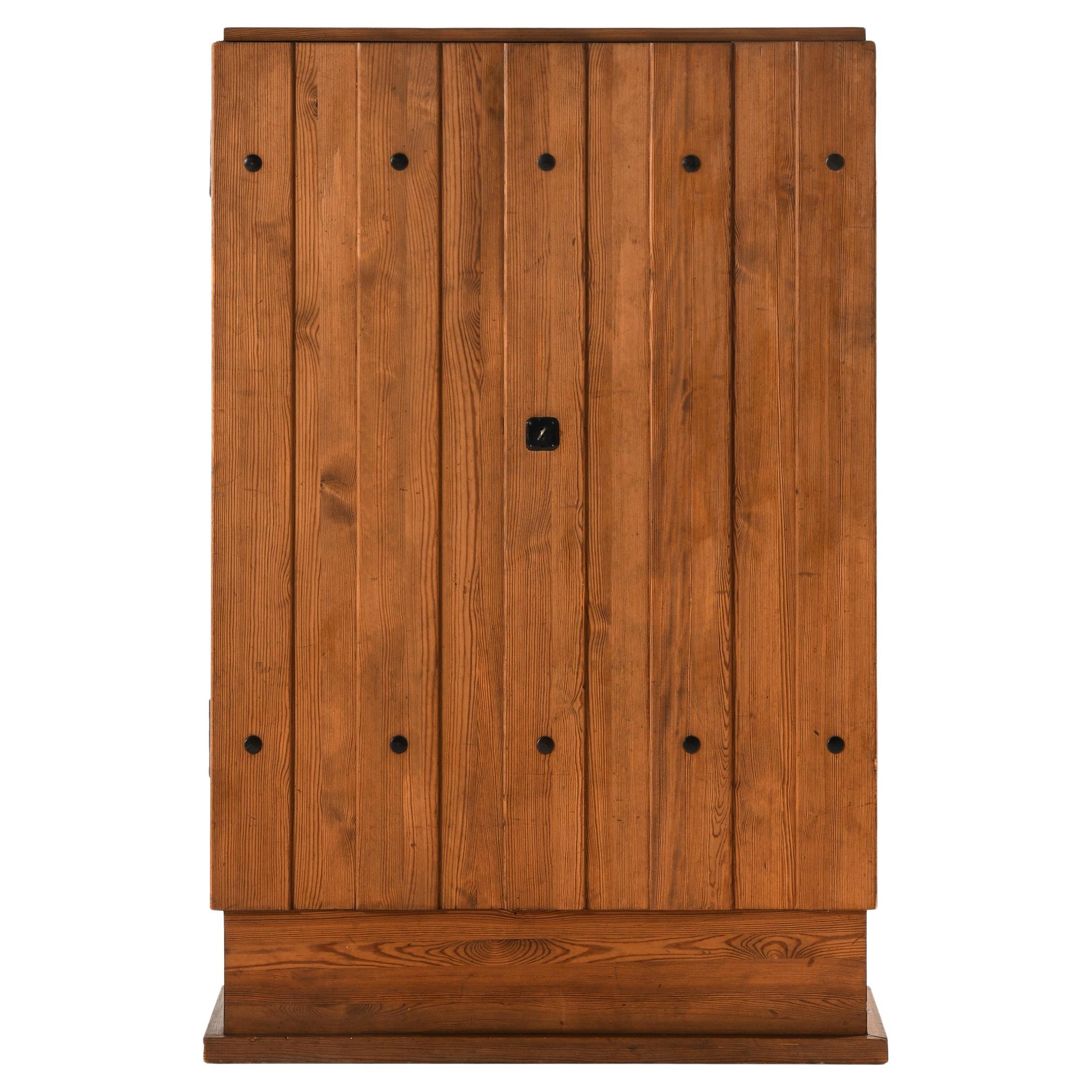 Lovö Cabinet in Iron, Pine and Wrought Iron by Axel Einar Hjorth, 1930s For Sale