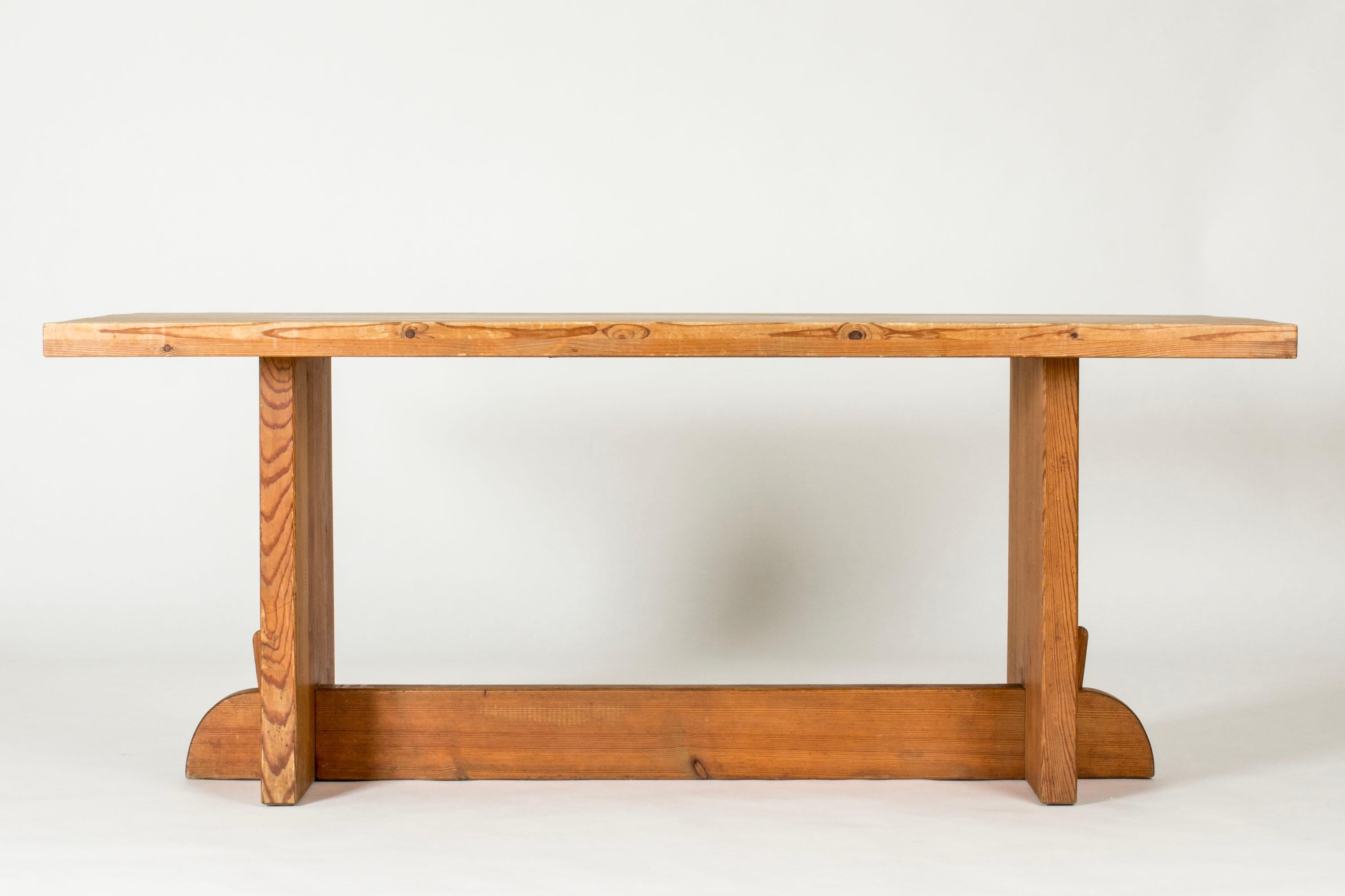Lovö” dining table by Axel Einar Hjorth, made from solid pine in a clean, rustic design. Beautiful woodgrain.

“Lovö” is one of the series of furniture included in NK:s “Sporstugemöbler”, “sports cabin’s furniture”. Axel Einar Hjorth designed them