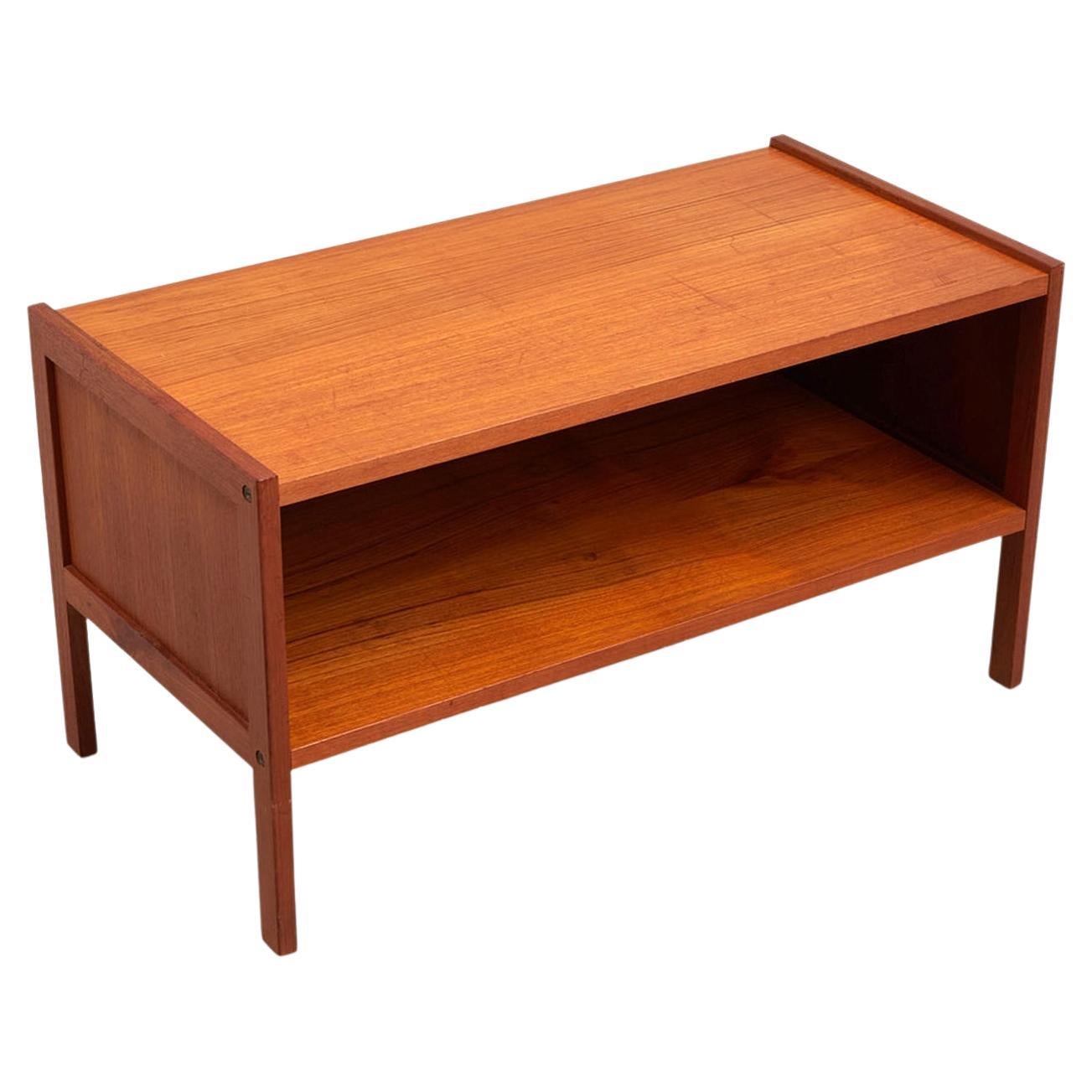 Danish Modern Teak Low Profile Bookcase with Glass Doors at 1stDibs