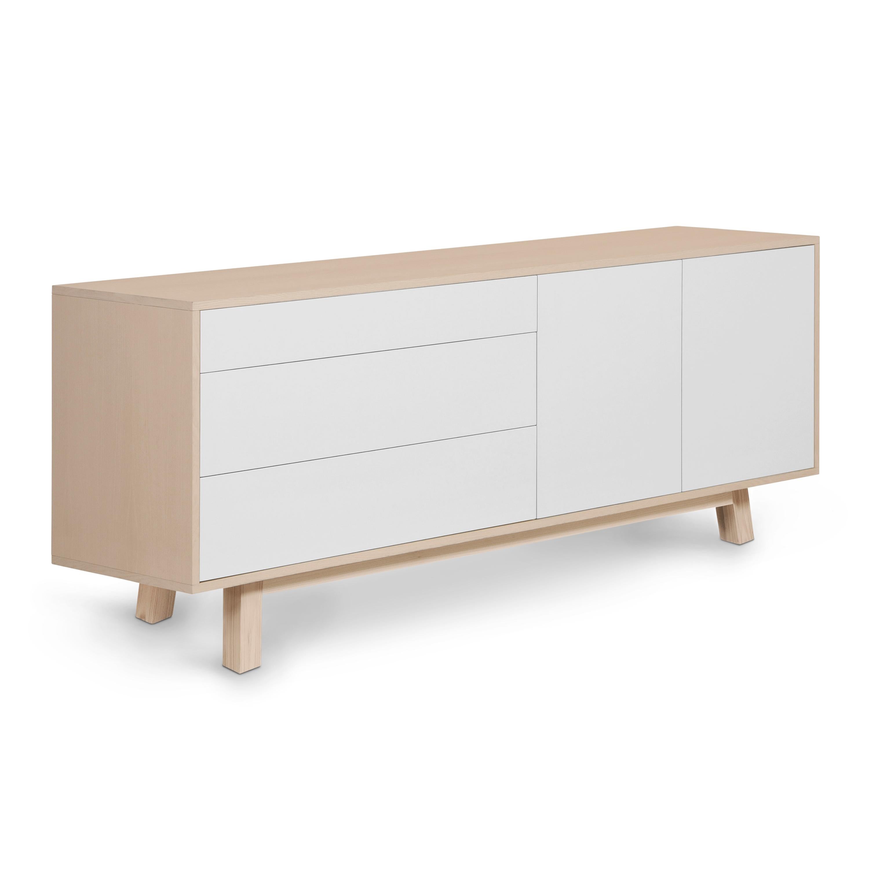 Ash French 2-door 3-drawer scandinavian design sideboard, design by Eric Gizard For Sale