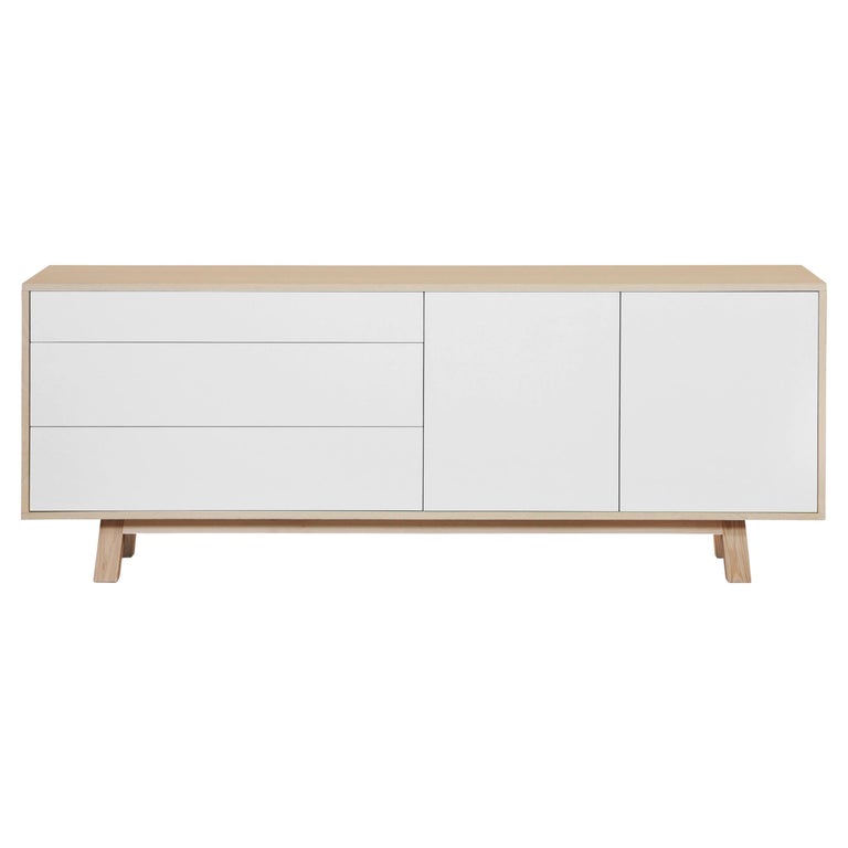 Low 2 Door & 3 Drawer Sideboard in Ash, White and 10 Other Colors For Sale