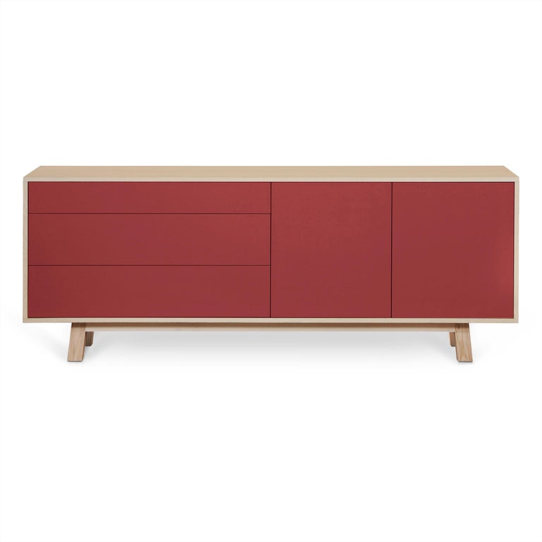 Low 2door and 3drawer sideboard, scandinavian design, red + 10 other