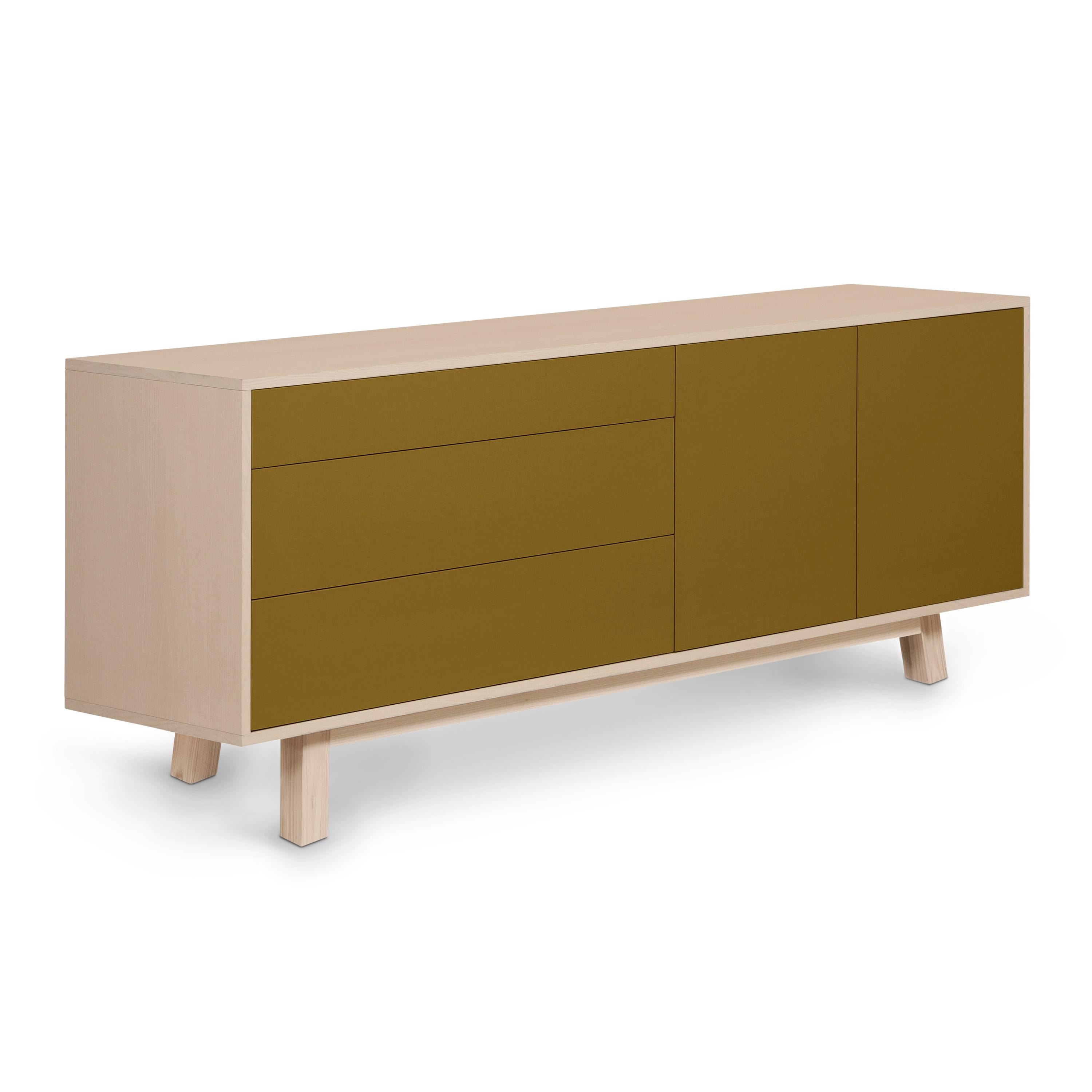 Low 2 Door & 3 Drawer Sideboard in Ash Wood, Tobacco Color and 10 Others For Sale 2