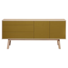 Low 2 Door & 3 Drawer Sideboard in Ash Wood, Tobacco Color and 10 Others