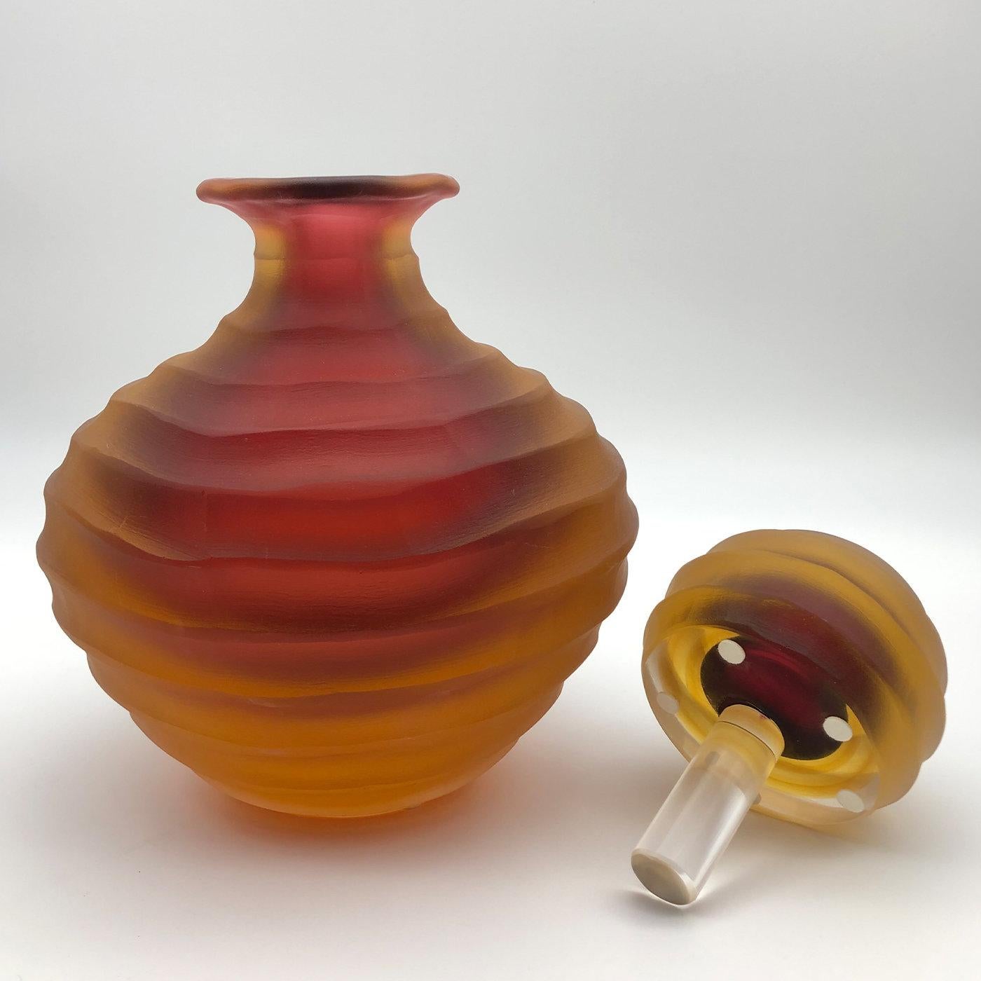 Modern Low Amber Bottle by Achille D'Este and Renzo Vianello