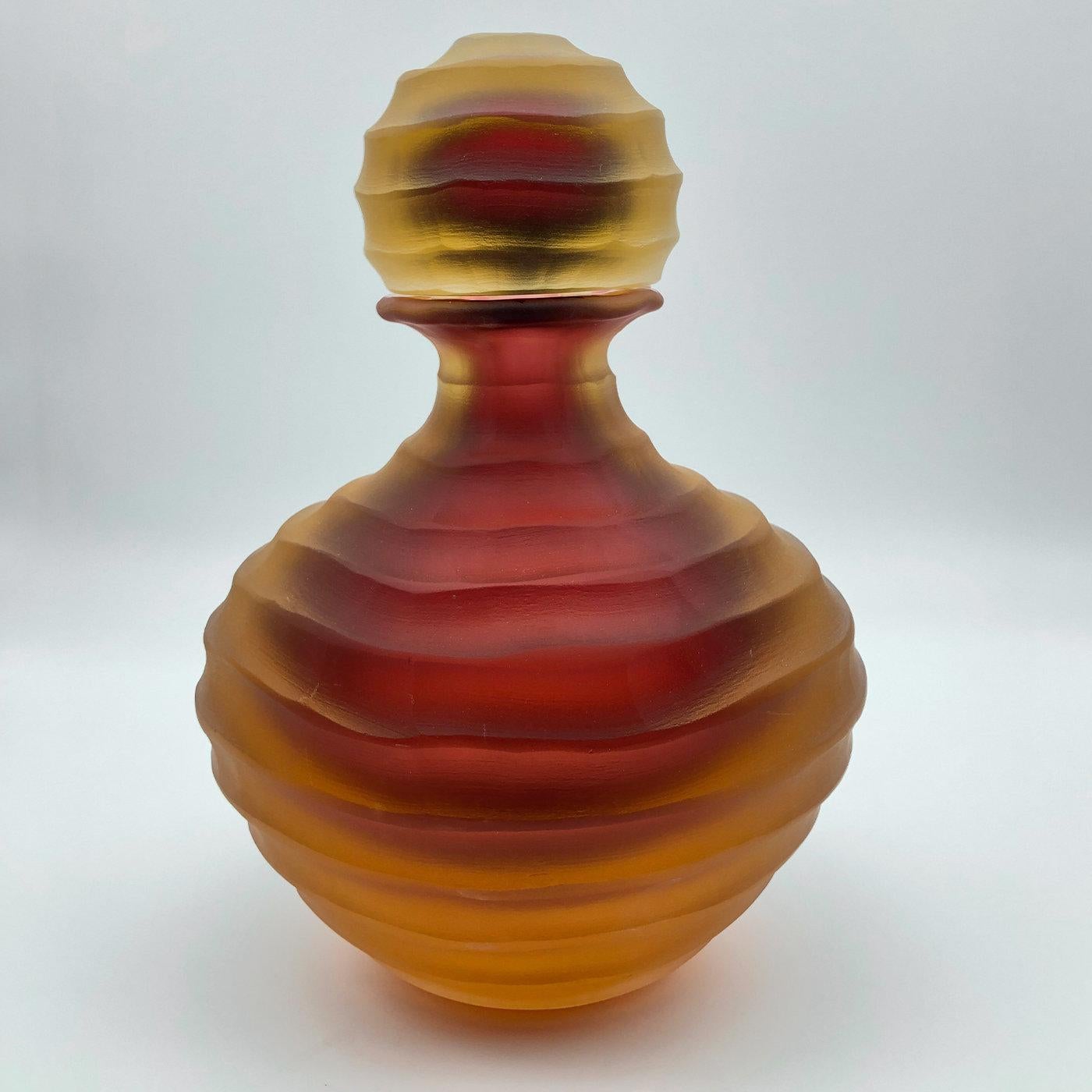 Italian Low Amber Bottle by Achille D'Este and Renzo Vianello