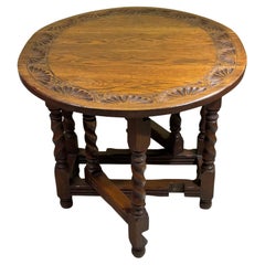 Low Antique Oak Drop Leaf Side Table or Coffee Table