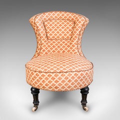 Low Antique Salon Chair, English, Nursing Seat, Aesthetic Movement, Victorian