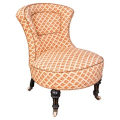 Chaise de salon antique basse, anglaise, siège d'infirmière, Aesthetic Movement, victorienne