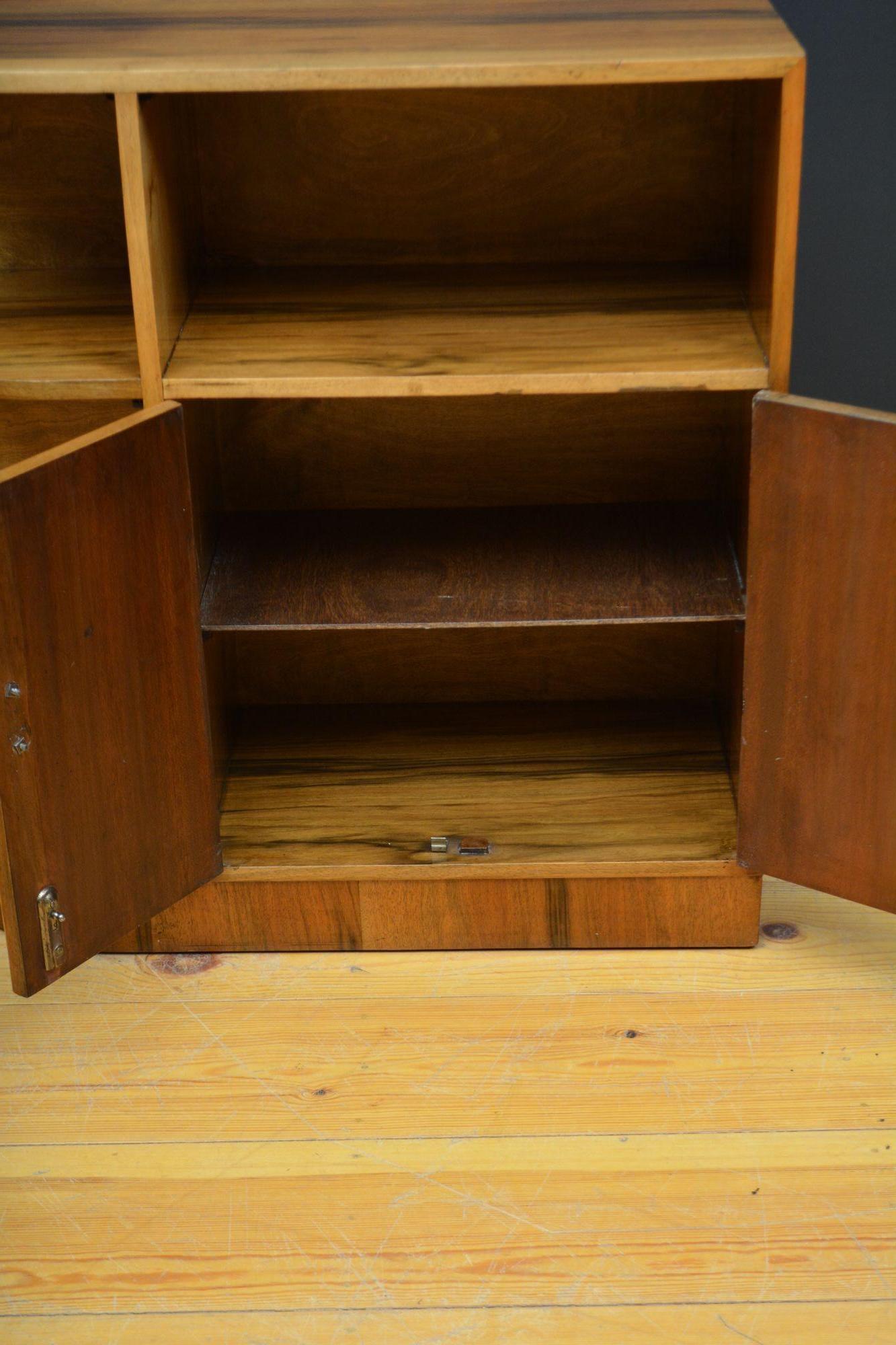 Low Art Deco Figured Walnut Cabinet / TV Stand For Sale 5