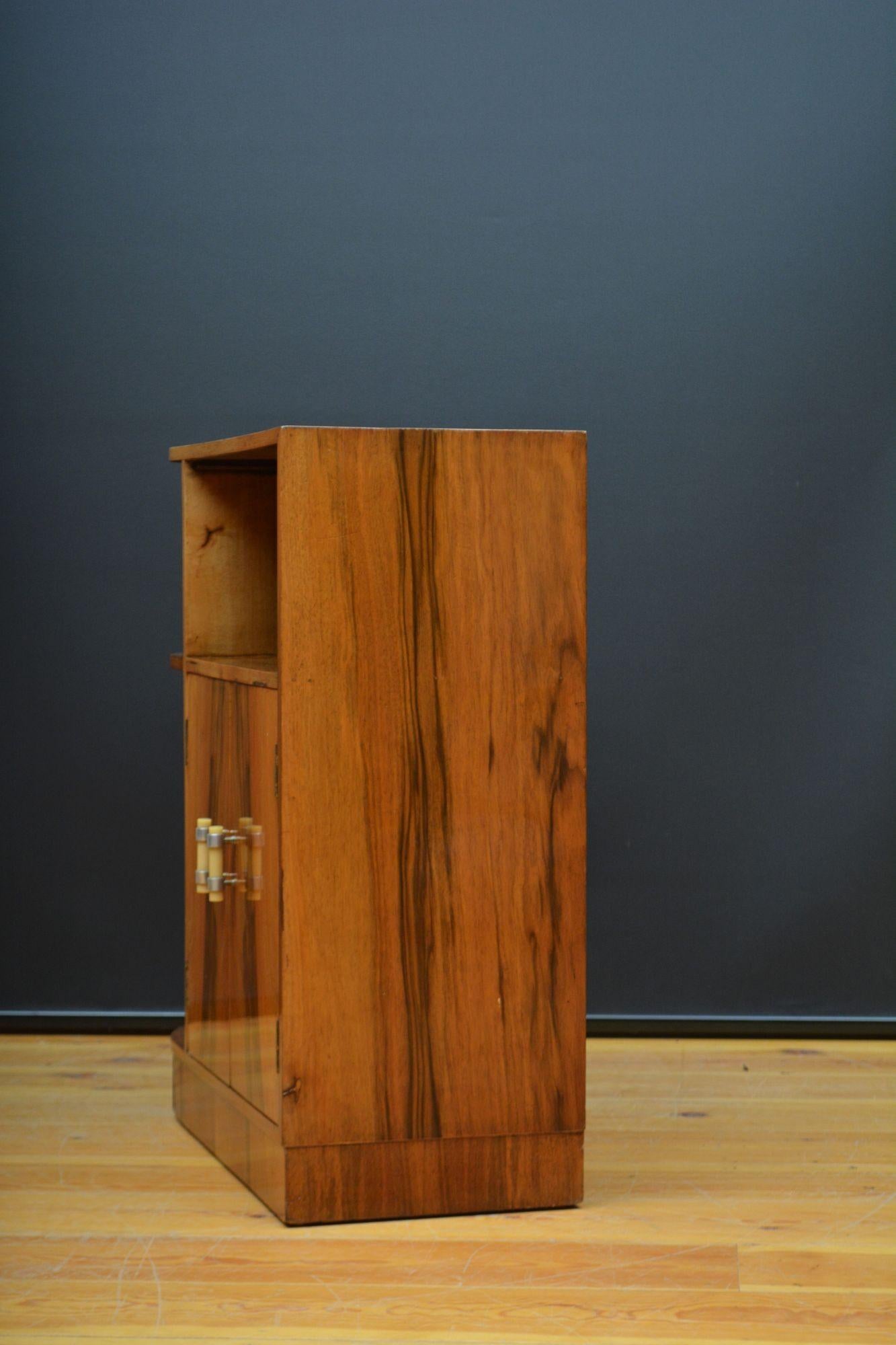 Low Art Deco Figured Walnut Cabinet / TV Stand For Sale 6