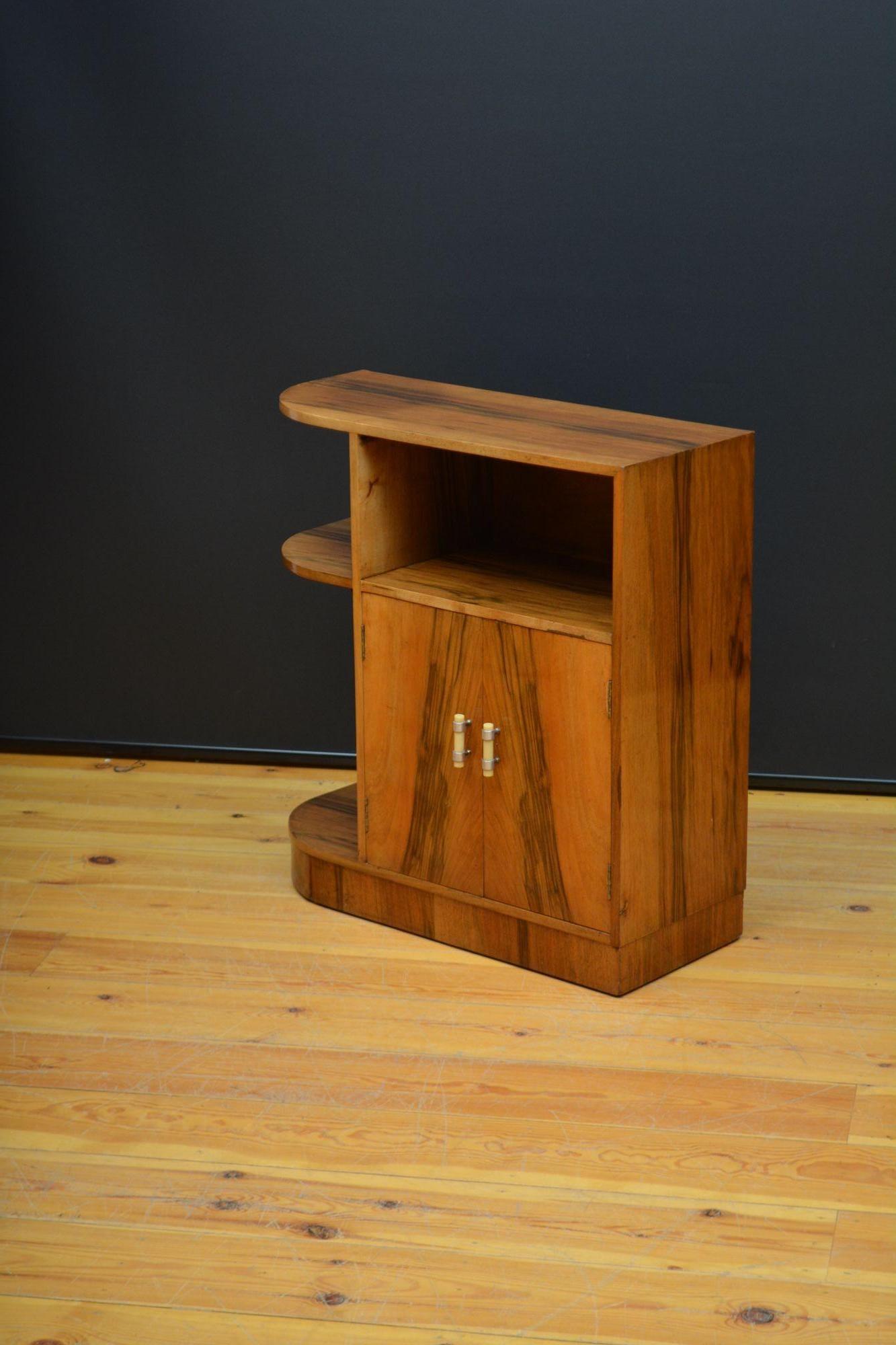 Low Art Deco Figured Walnut Cabinet / TV Stand In Good Condition For Sale In Whaley Bridge, GB