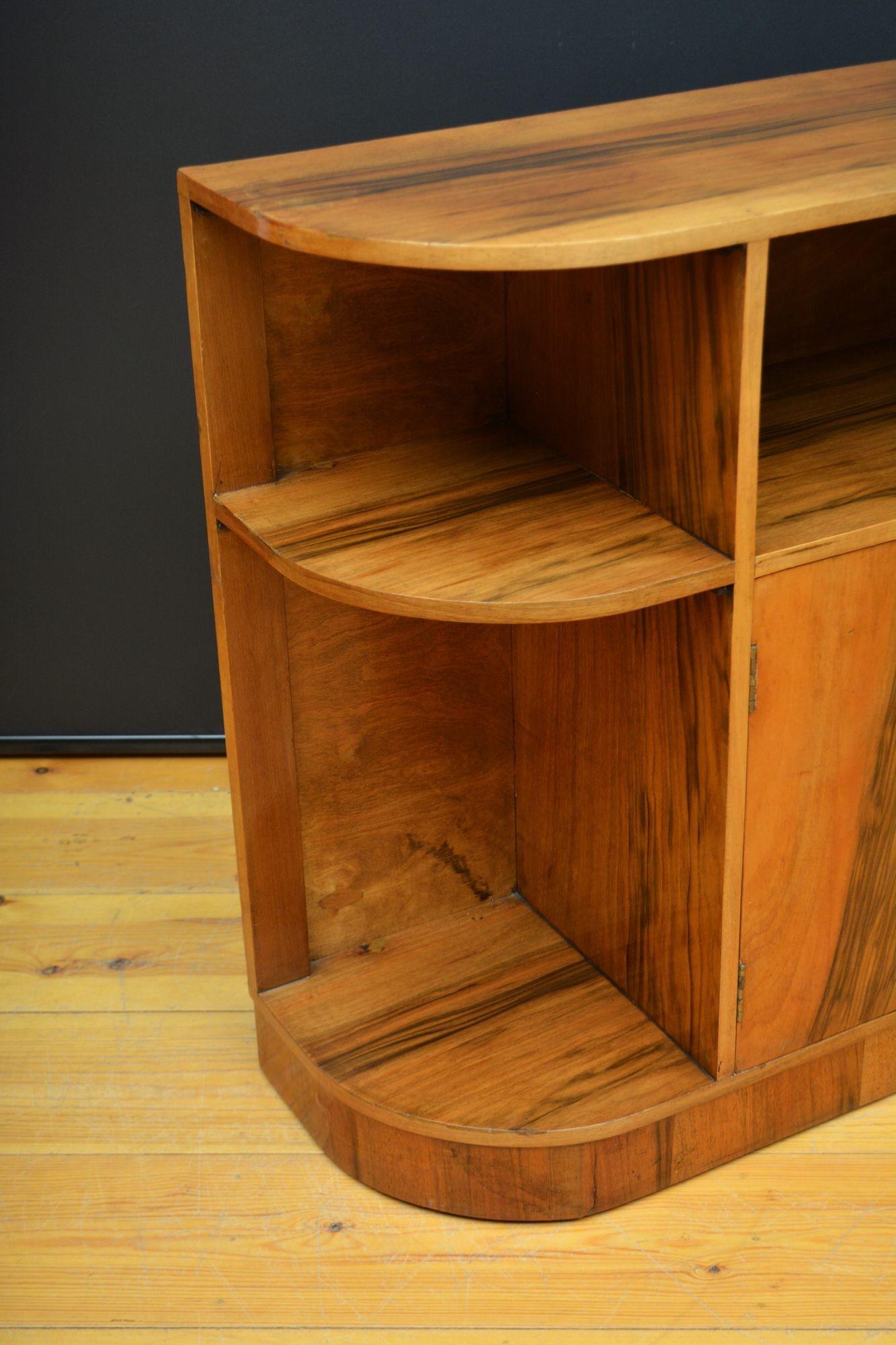 Low Art Deco Figured Walnut Cabinet / TV Stand For Sale 2