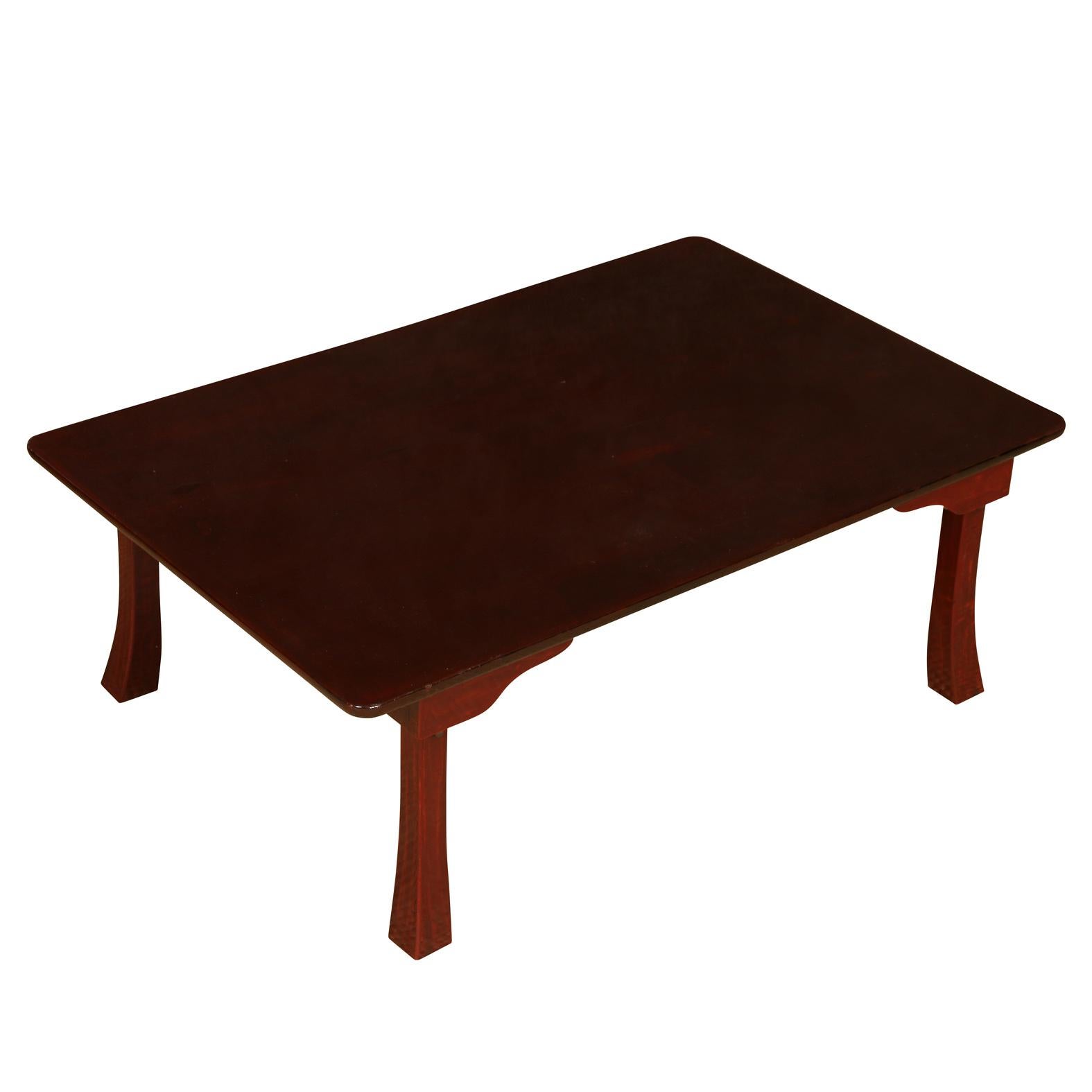 A vintage Asian hardwood low coffee table with high gloss finish to top and shaped legs.