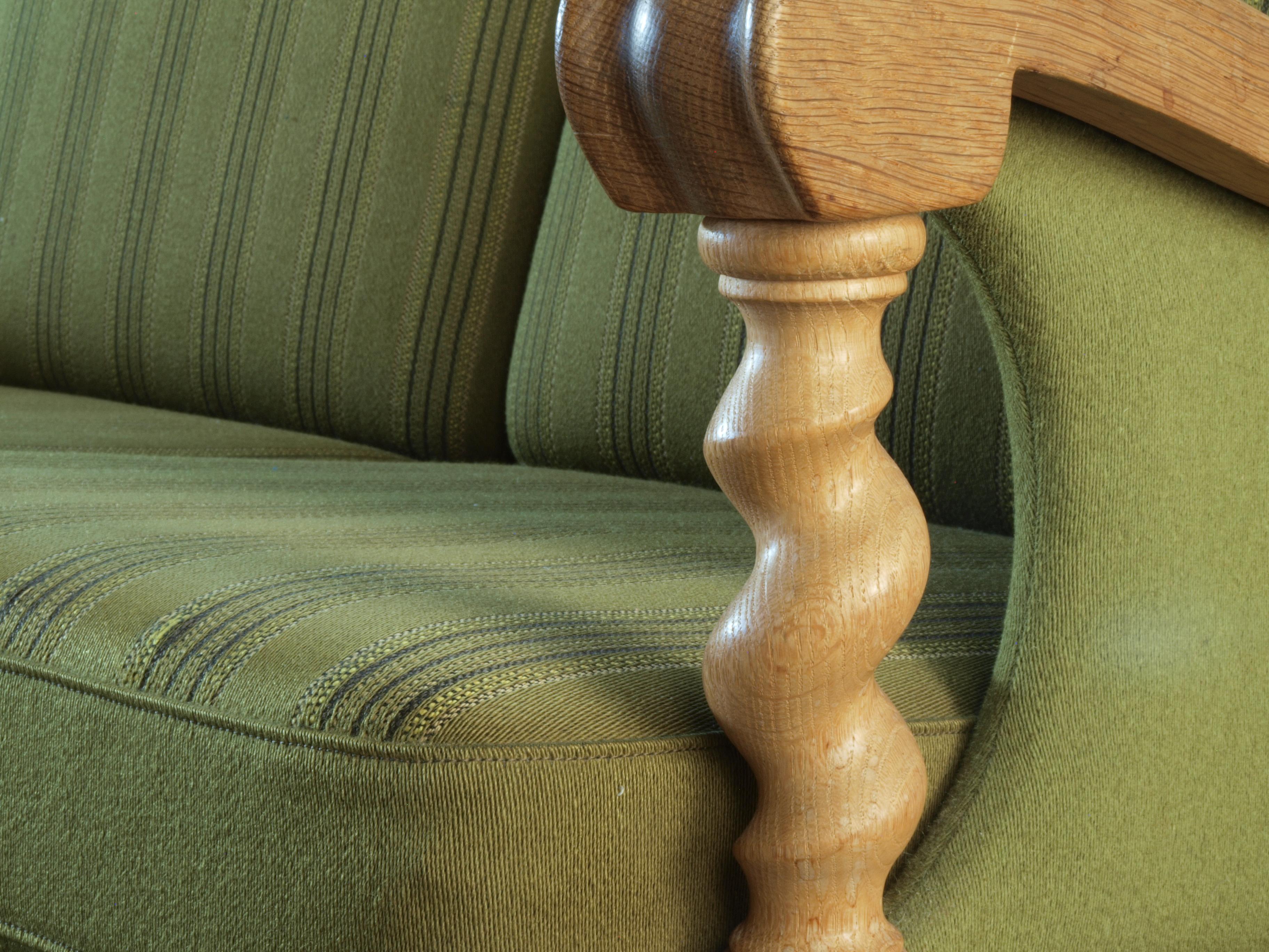 Low Back 3-Seater Sofa in Oak attributed to Henning Kjærnulf, 1960s For Sale 12
