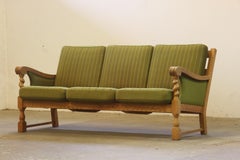 Low Back 3-Seater Sofa in Oak attributed to Henning Kjærnulf, 1960s